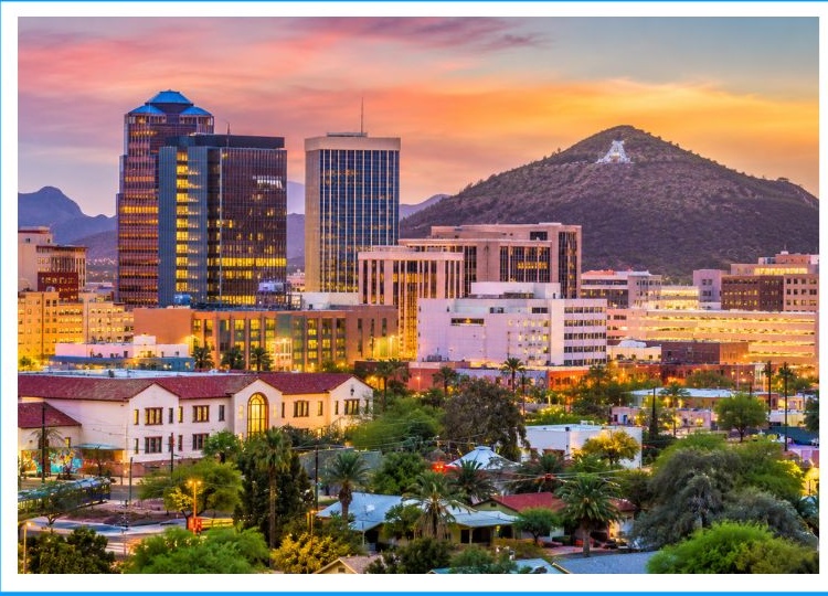 Tucson skyline at sunset